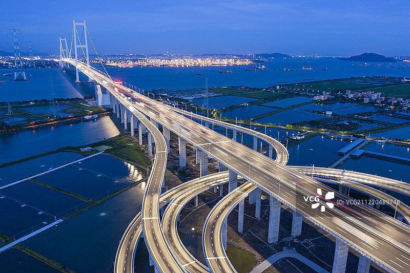 航拍虎门大桥夜景图片素材