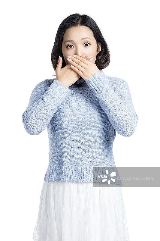 感到震惊的年轻女士图片素材