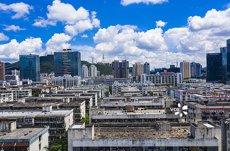 深圳福田八卦岭旧工业区航拍图片素材