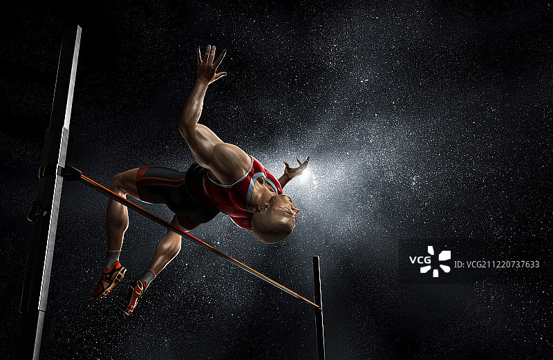 男子田径运动员跳高图片素材