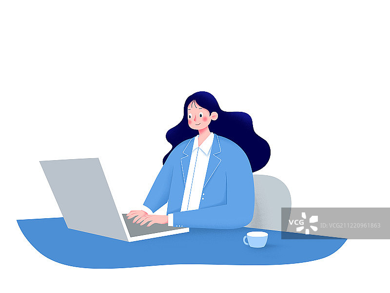 一个女青年在办公桌前办公的人物素材图片素材