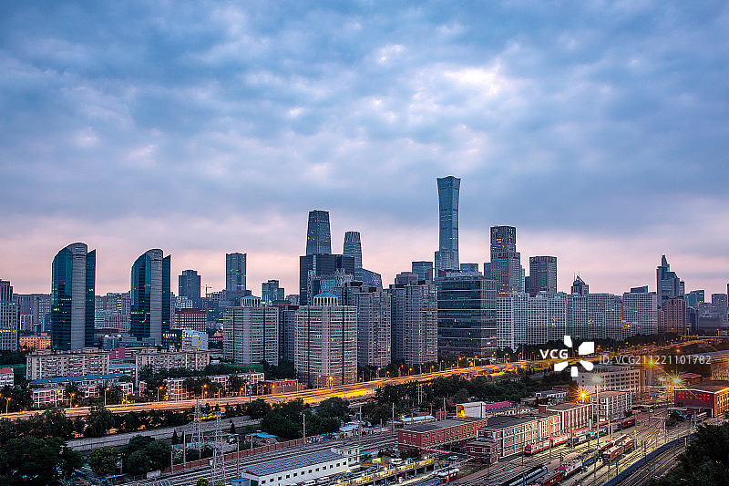 北京日出城市风光航拍图片素材