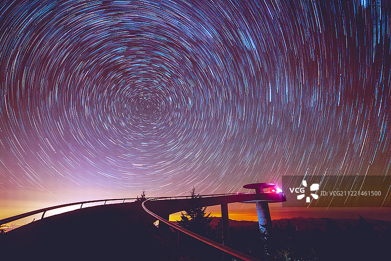 克林曼穹顶的星轨，烟雾山国家公园图片素材
