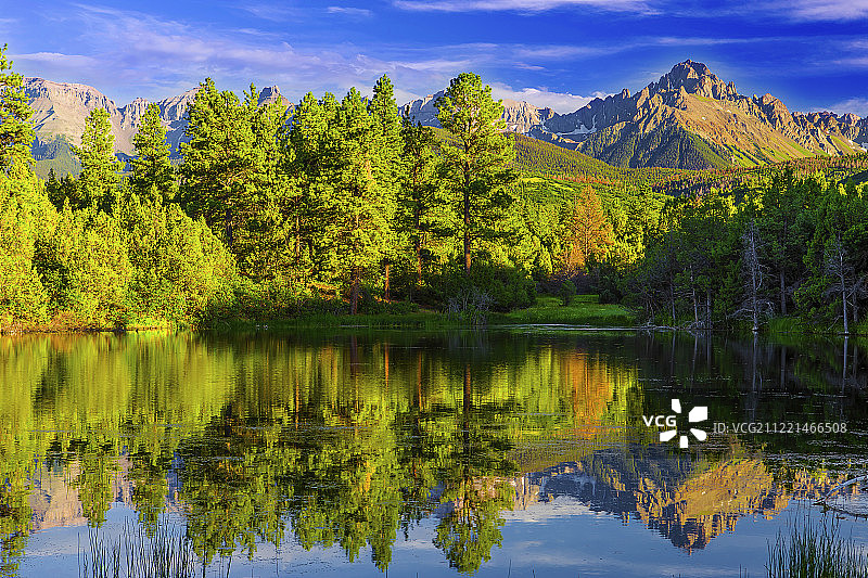 科罗拉多州里奇韦，达拉斯溪路，斯内菲尔斯山图片素材