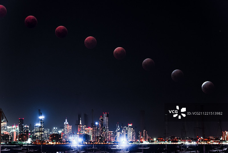 超级蓝血月图片素材