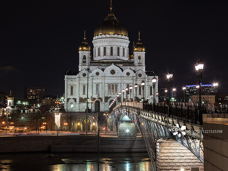俄罗斯莫斯科救世主大教堂夜景图片素材