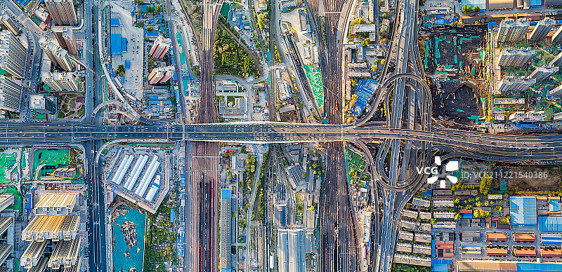 郑州解放路斜拉桥大型建筑工地航拍视角图片素材