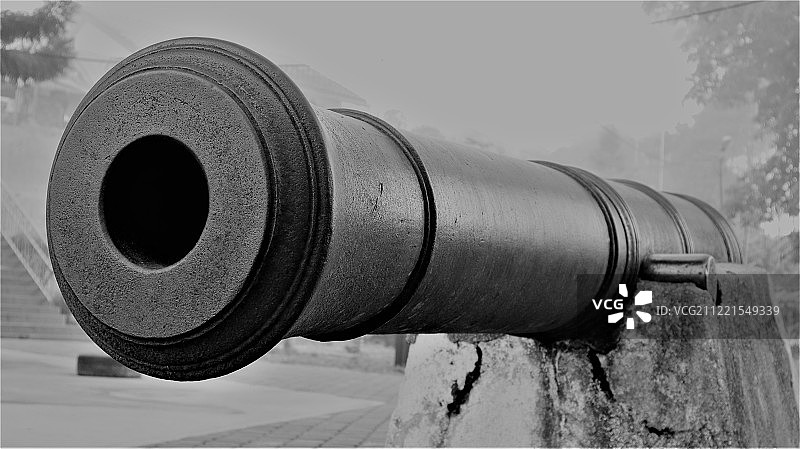 槟城升旗山上的英国大炮图片素材