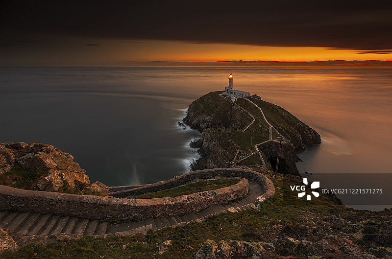 南栈灯塔日落图片素材