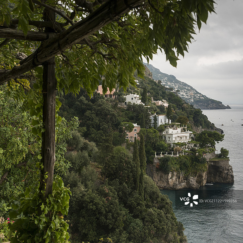 阿马尔菲海岸波西塔诺城镇风光图片素材