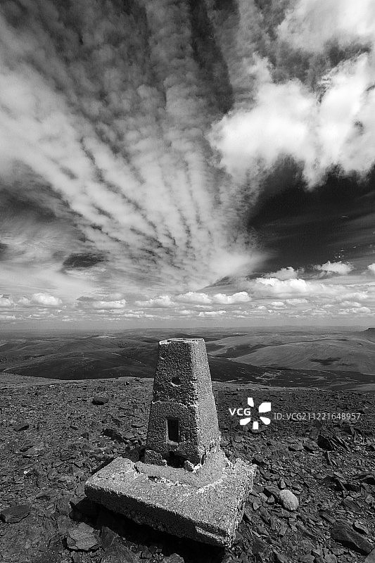 斯基多山顶三角测量点，凯西克镇，湖区图片素材