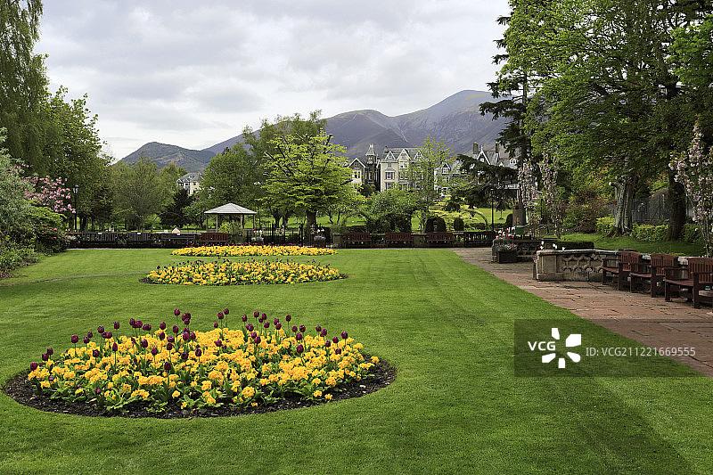 凯斯维克镇霍普公园的春季花卉，湖区国家公园图片素材