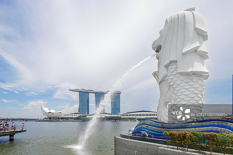 新加坡鱼尾狮喷泉图片素材