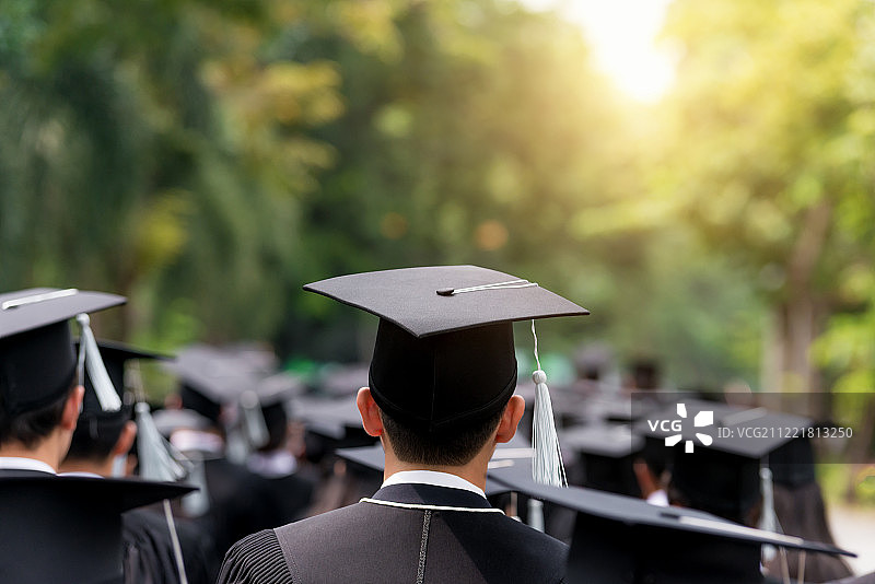大学毕业典礼上的毕业生背影图片素材