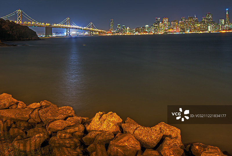 旧金山：海湾大桥与城市风光图片素材