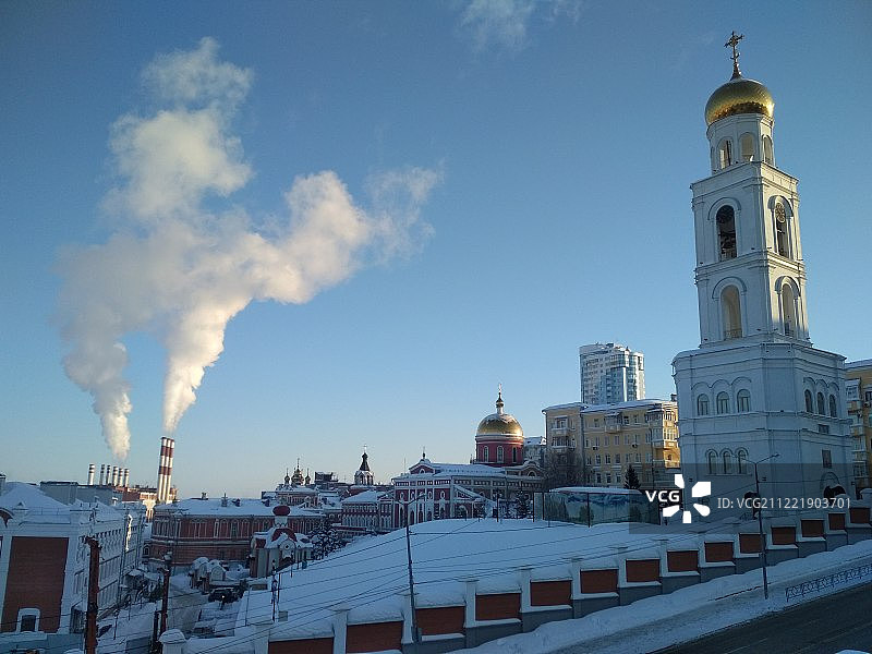 一月清晨城市景观图片素材