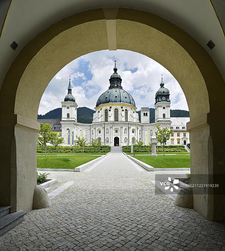 埃塔尔修道院巴洛克式本笃会修道院庭院图片素材