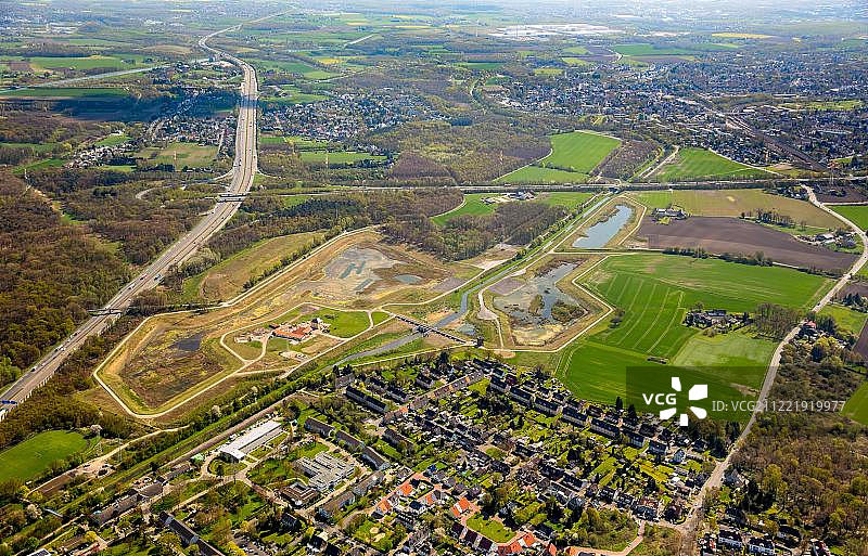 德国北莱茵-威斯特法伦州埃姆舍河雨水滞留池图片素材