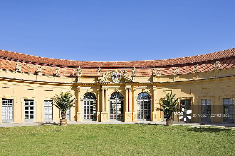 弗里德里希-亚历山大大学研究所，前橘园，城堡花园，埃尔兰根，中弗兰肯，巴伐利亚，德国，欧洲图片素材