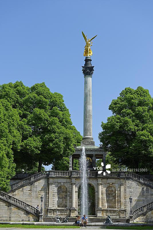 和平天使纪念碑，路易特波尔德王子露台，博根豪森，慕尼黑，巴伐利亚，德国，欧洲图片素材