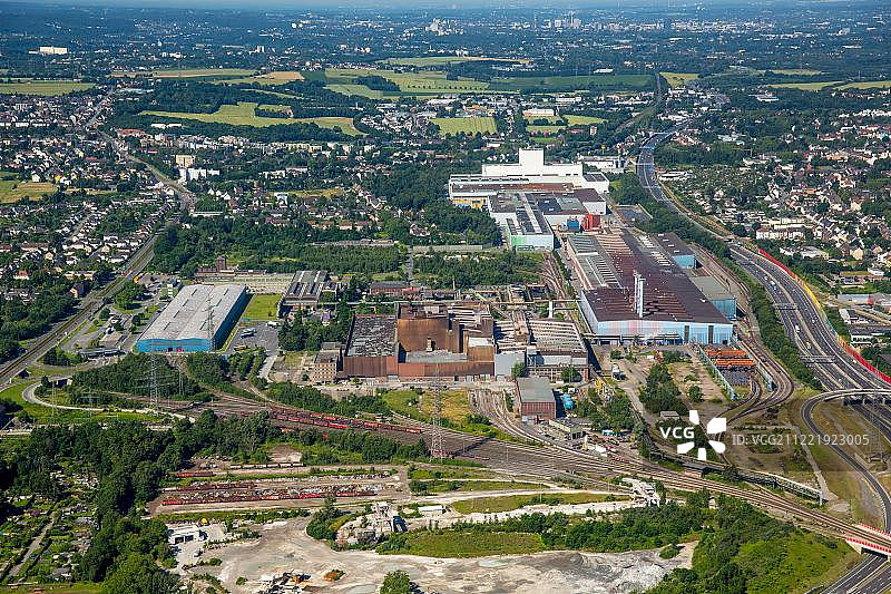 蒂森克虏伯博胡姆工厂，钢铁加工航拍，德国鲁尔区图片素材