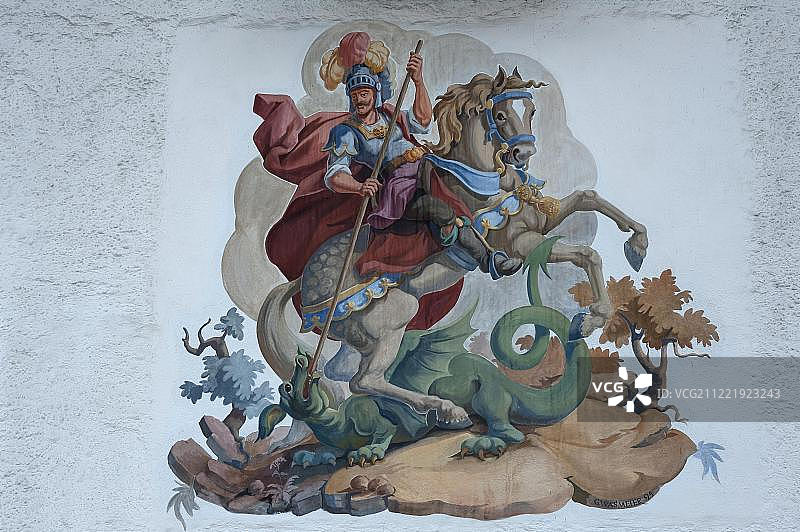 德国上巴伐利亚拜里施采尔的圣乔治壁画图片素材