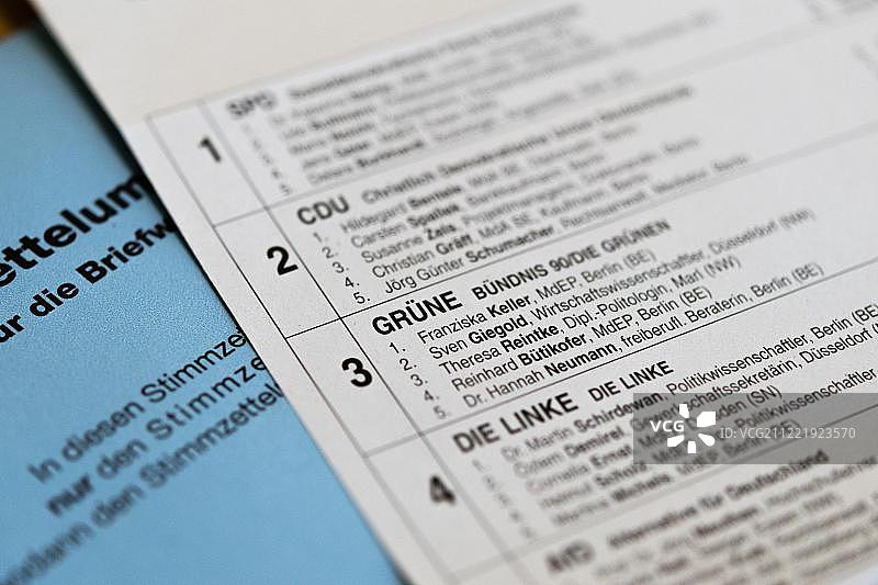 选票、邮寄投票、德国绿党图片素材