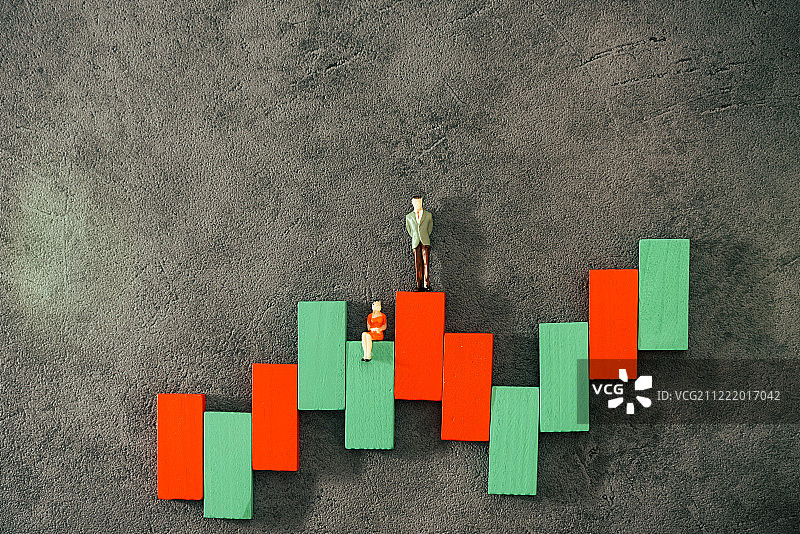商业投资概念图：股票涨跌柱状图图片素材