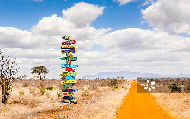 通往不同世界的路标图片素材