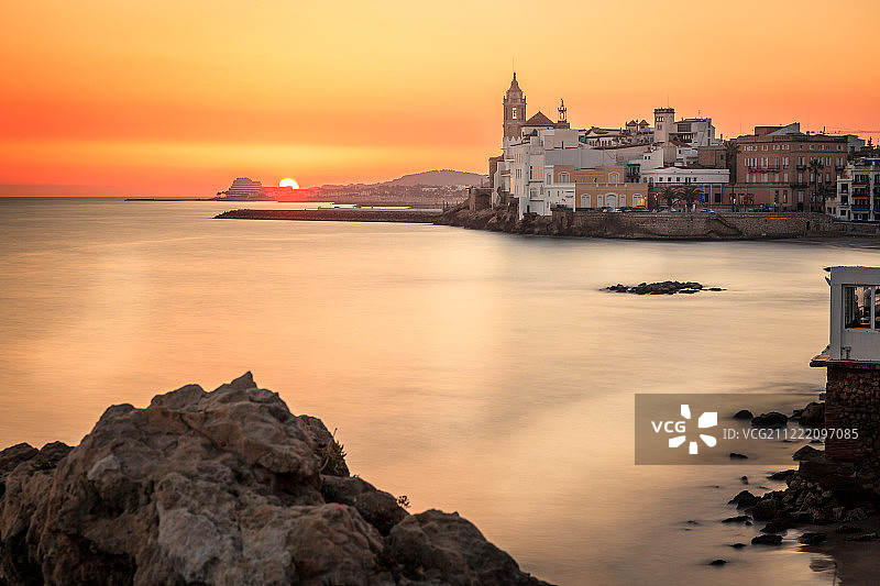 锡切斯日落图片素材