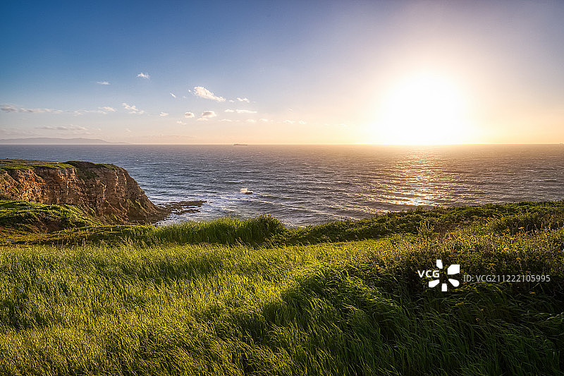 草地覆盖的文森特岬断崖图片素材