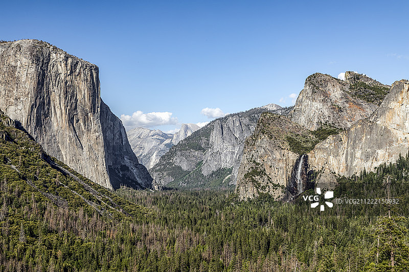 从瓦沃马隧道观景点看优胜美地山谷图片素材