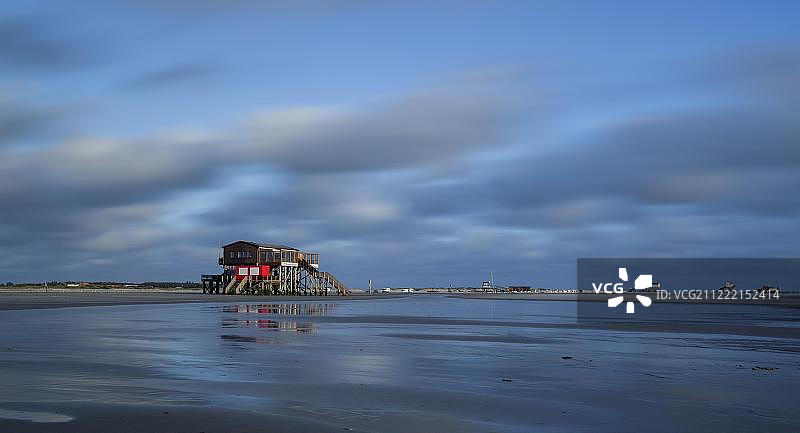 德国石勒苏益格-荷尔斯泰因州圣彼得-奥尔丁北海海滩餐厅图片素材