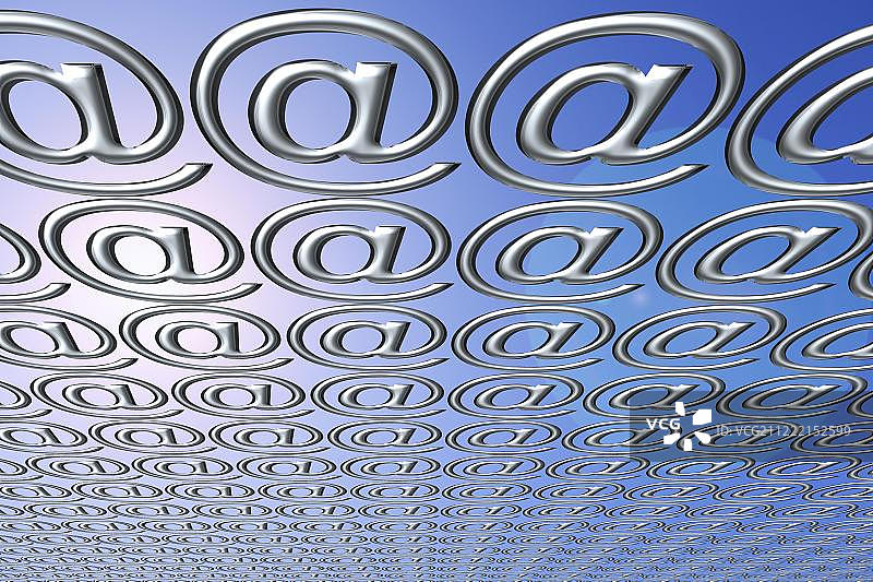 蓝色背景上的@符号图片素材