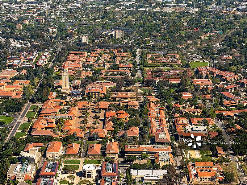 美国加利福尼亚州帕洛阿尔托斯坦福大学校园及胡佛塔图片素材