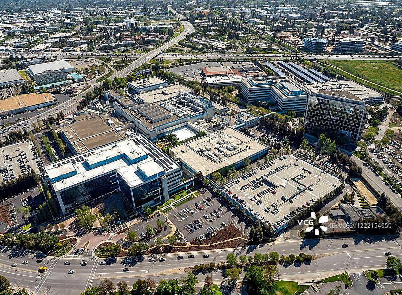 英特尔总部，美国伟世通公司，博通加州技术公司，索福斯，圣克拉拉，硅谷，加利福尼亚州，美国，北美图片素材
