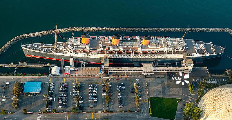 玛丽皇后号远洋 liner 酒店，长滩港的玛丽皇后酒店，长滩，洛杉矶县，加利福尼亚州，美国，北美图片素材