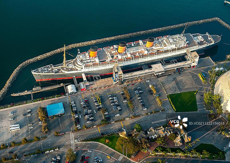 玛丽皇后号远洋 liner 酒店，长滩港的玛丽皇后酒店，长滩，洛杉矶县，加利福尼亚州，美国，北美图片素材