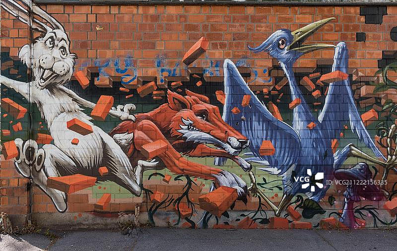 德国巴登-符腾堡斯图加特城市街道的涂鸦图片素材