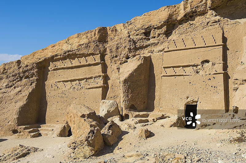 纳巴泰人居住地：沙特阿拉伯塔布克省的Al Bidaya纳巴泰人墓地图片素材