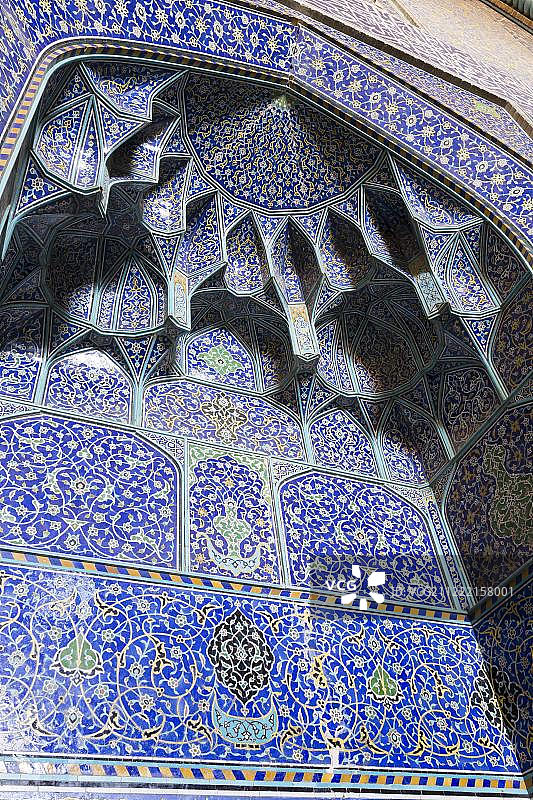 谢赫·洛特夫阿拉清真寺的米哈拉布，伊斯法罕，伊朗，亚洲图片素材