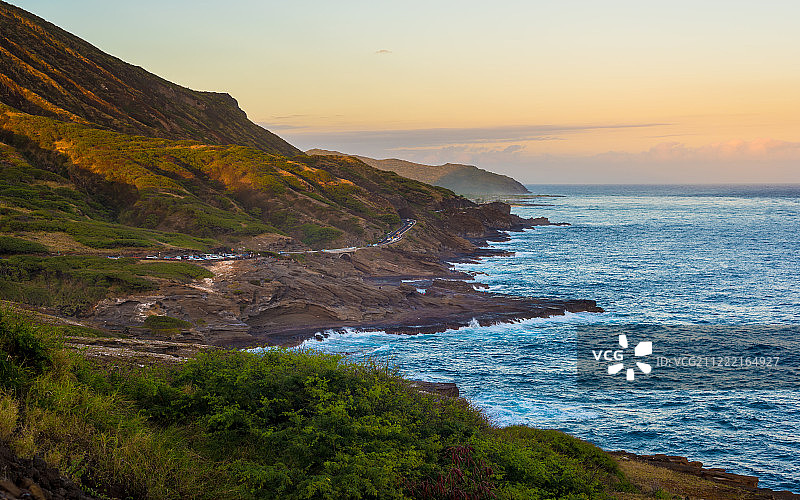 柔和的日落海景图片素材