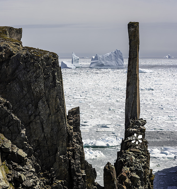 纽芬兰的冰山和海蚀柱图片素材