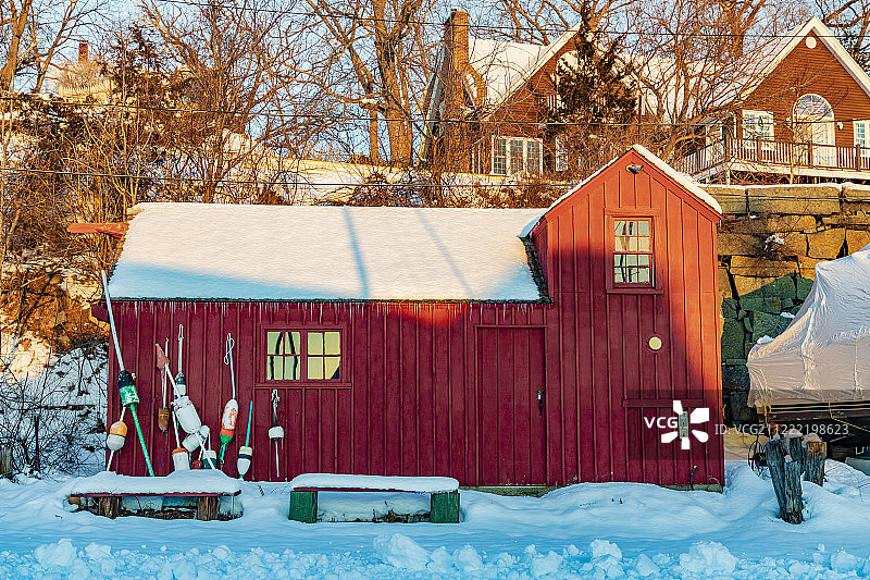 马萨诸塞州罗克波特花岗岩码头海鸥湾图片素材