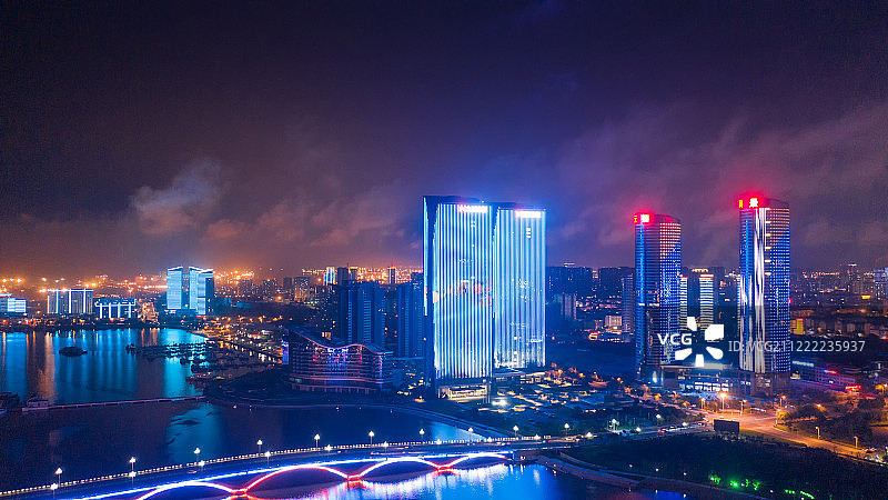 航拍日照万平口景区夜景图片素材