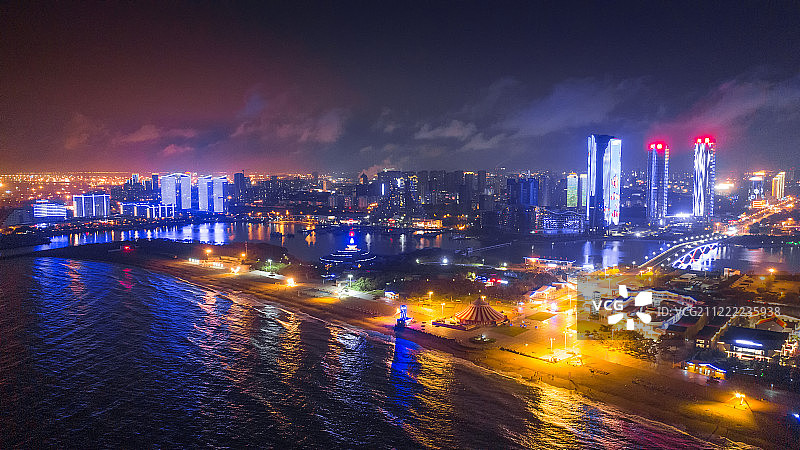 航拍日照万平口景区夜景图片素材