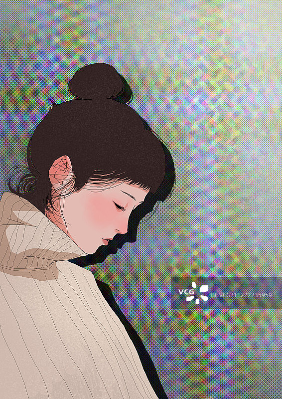 侧脸女孩子图片素材