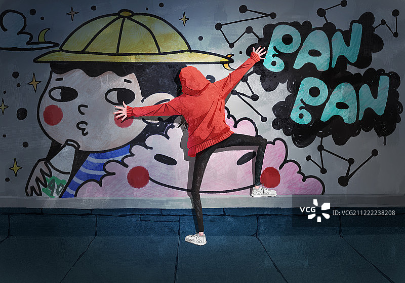 青春靓丽的涂鸦图片素材