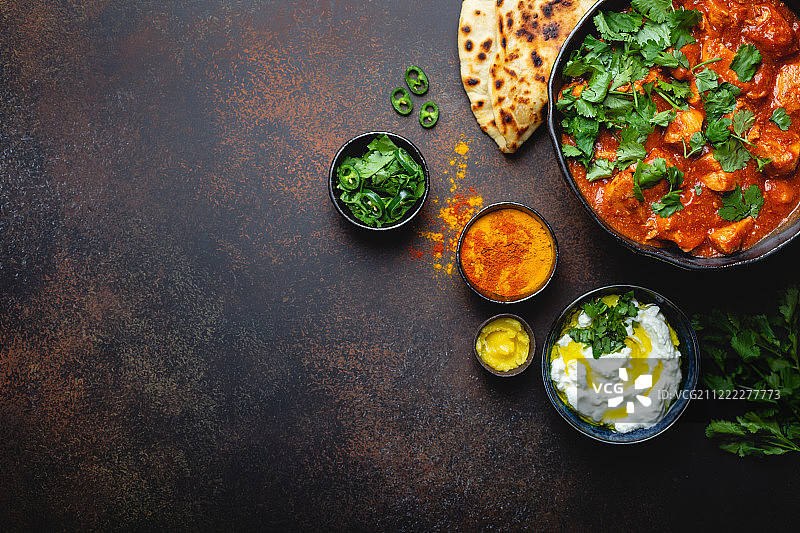 印度菜肴：玛莎拉鸡块图片素材
