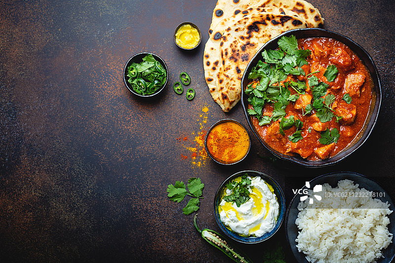 印度菜肴：玛莎拉鸡块图片素材
